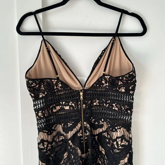 Saylor Fringe Embroidery Black Lace Dress Size M - Picture 6 of 11